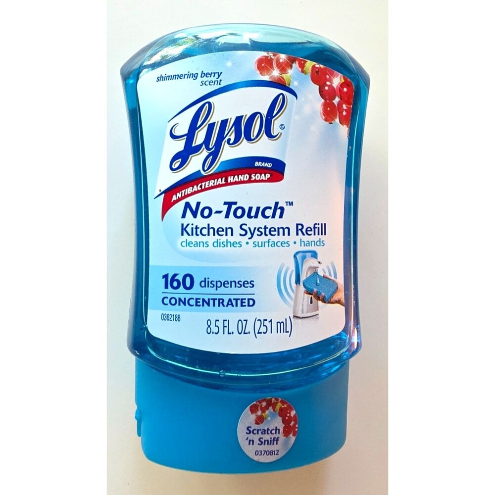 Lysol No Touch Kitchen System Refill Shimmering Berry Dishes Surfaces Hands 8.5